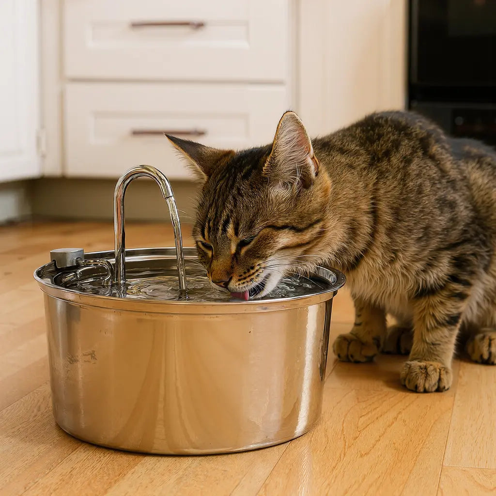Fuente de Acero Inoxidable con Triple-Filtración para Agua Siempre Fresca