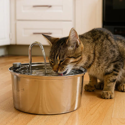 Fuente de Acero Inoxidable con Triple-Filtración para Agua Siempre Fresca
