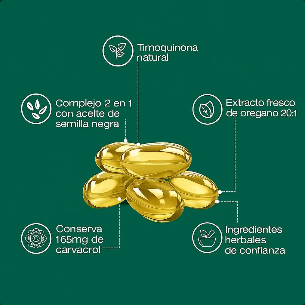 Aceite de oregano con aceite de semilla negra